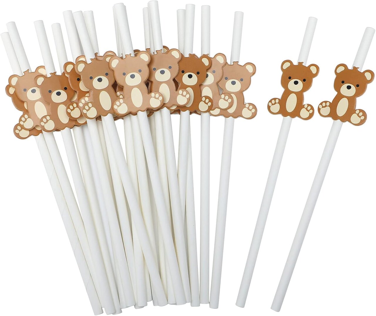 100 Pcs Bear Paper Straws Little Cutie Snowflake Disposable Drinking Paper Straws for Little Cutie Baby Shower Decorations Supplies Birthday Party Decorations, 0.24 x 7.76 Inch(Bear)